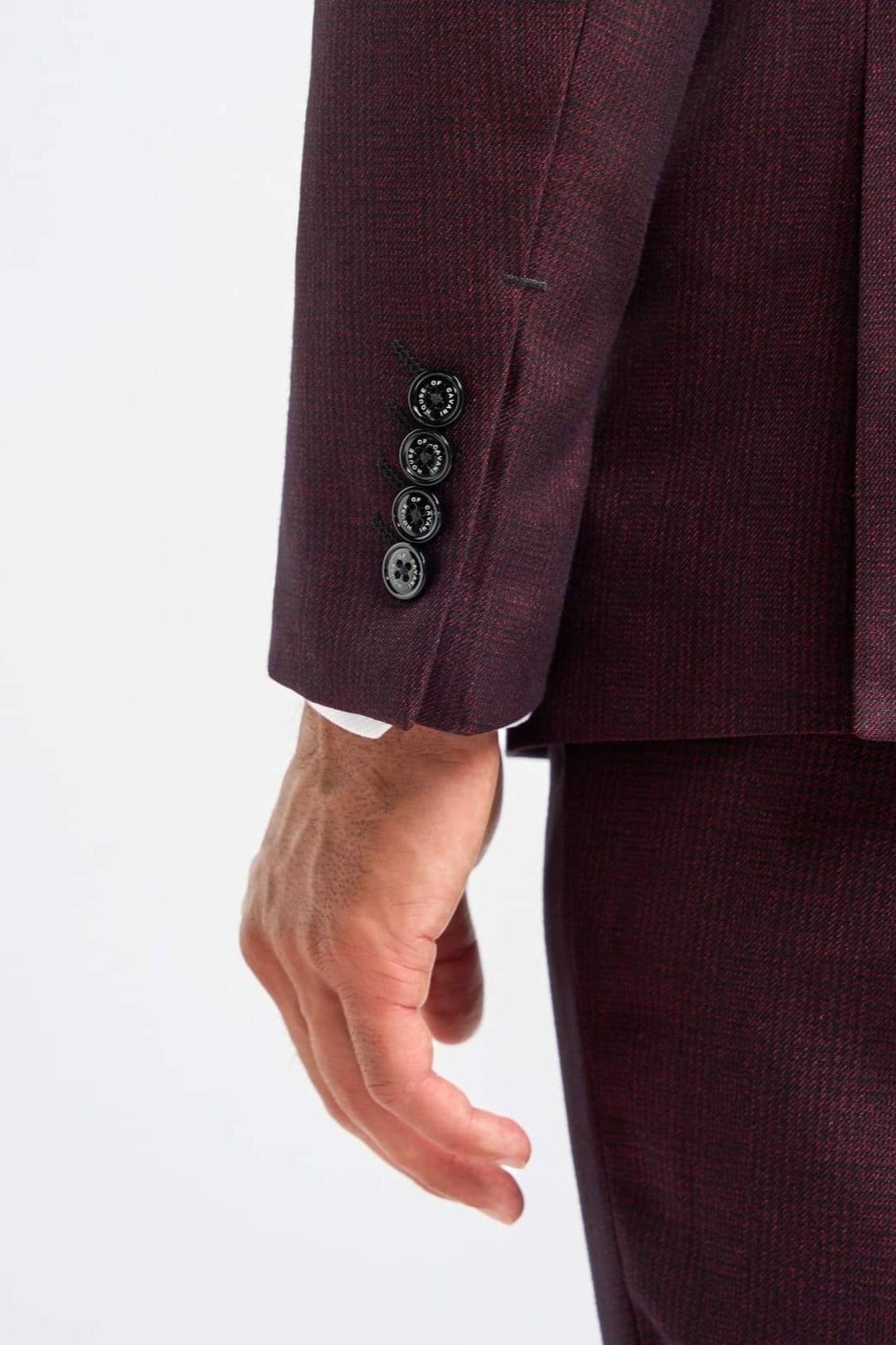 CARIDI WINE CHECK 3-PIECE SUIT