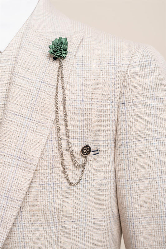 CAVANI GREEN FLOWER CHAIN LAPEL PIN