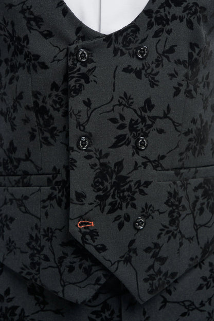 Cavani Georgi Black Floral Waistcoat