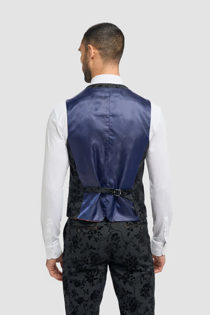 Cavani Georgi Black Floral Waistcoat