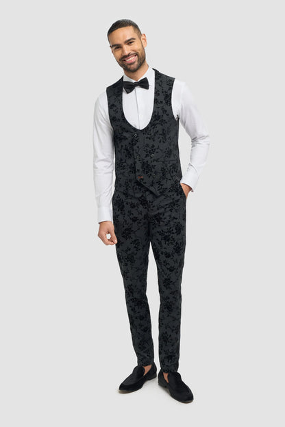 Cavani Georgi Black Floral Waistcoat