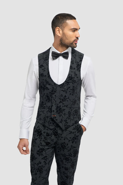 Cavani Georgi Black Floral Waistcoat