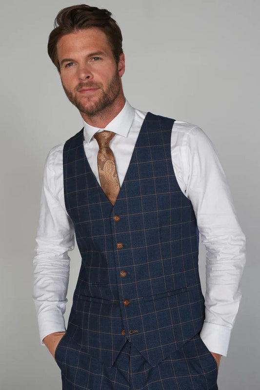 HAMLEYS NAVY CHECK WAISTCOAT