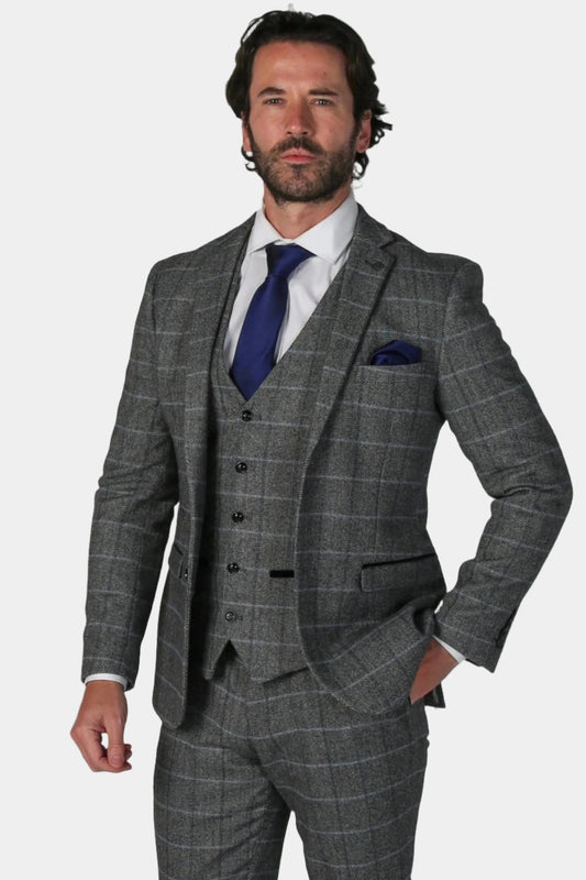 HARRIS GREY TWEED 3-PIECE SUIT