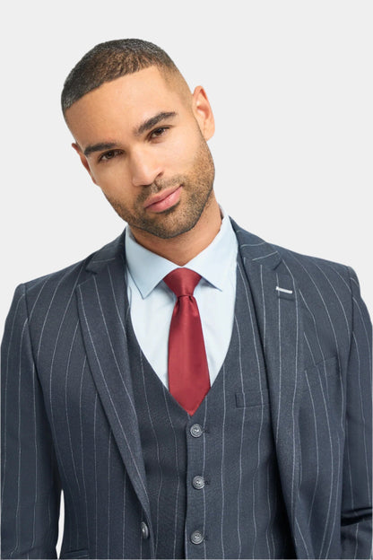 INVINCIBLE NAVY PINSTRIPE 3-PIECE SUIT