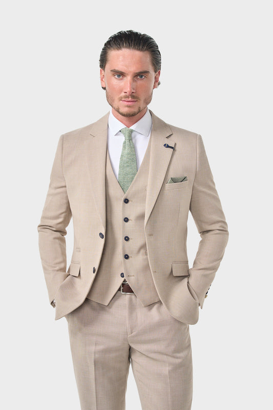 Cavani Miami Beige Three Piece Suit