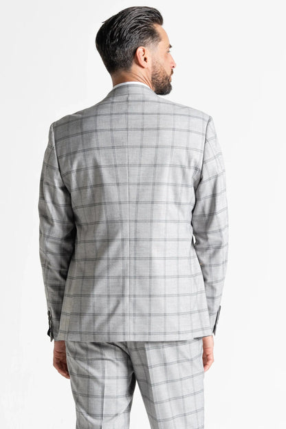 V2 CLASSIC OXFORD SOFT GREY CHECK 3-PIECE SUIT