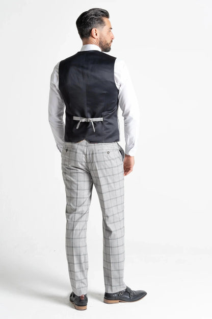 V2 CLASSIC OXFORD SOFT GREY CHECK 3-PIECE SUIT