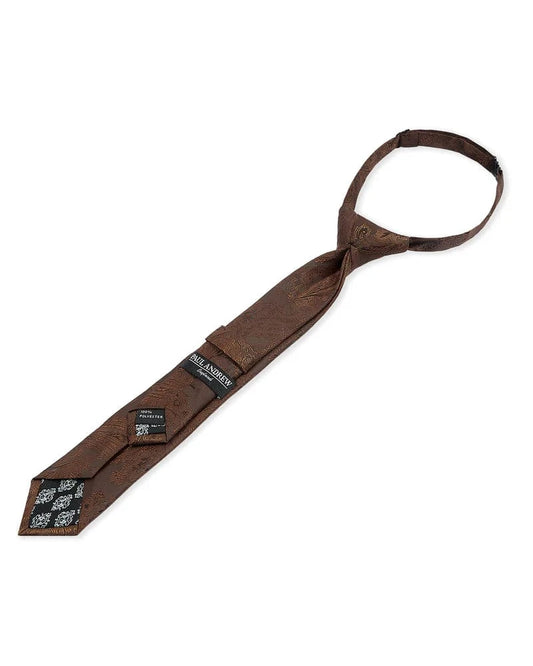 PAUL ANDREW BOYS DARK BROWN PAISLEY TIE