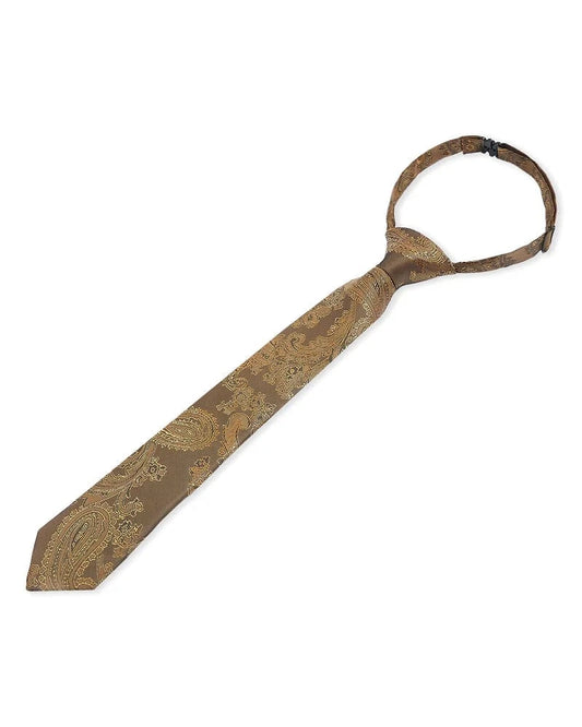PAUL ANDREW BOYS BROWN/GOLD PAISLEY TIE