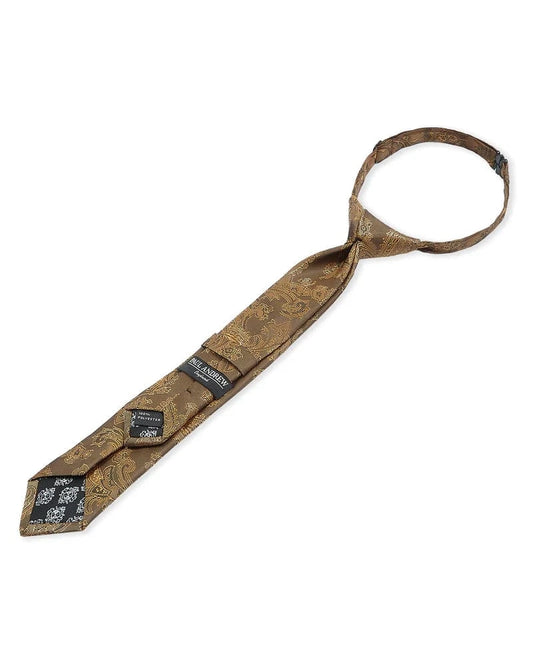 PAUL ANDREW BOYS BROWN/GOLD PAISLEY TIE