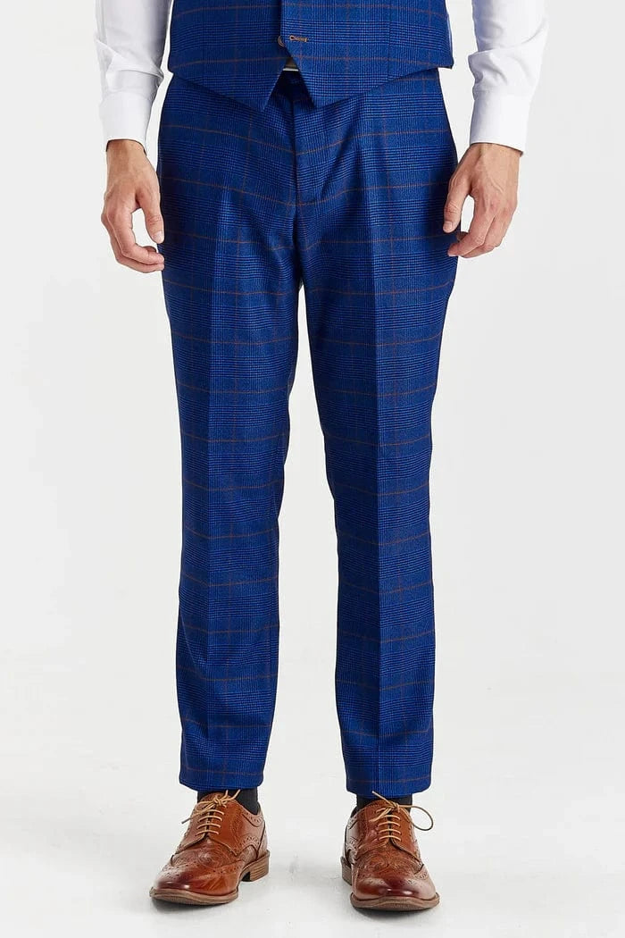 Paul Andrew Alex Blue Check 3-Piece Suit