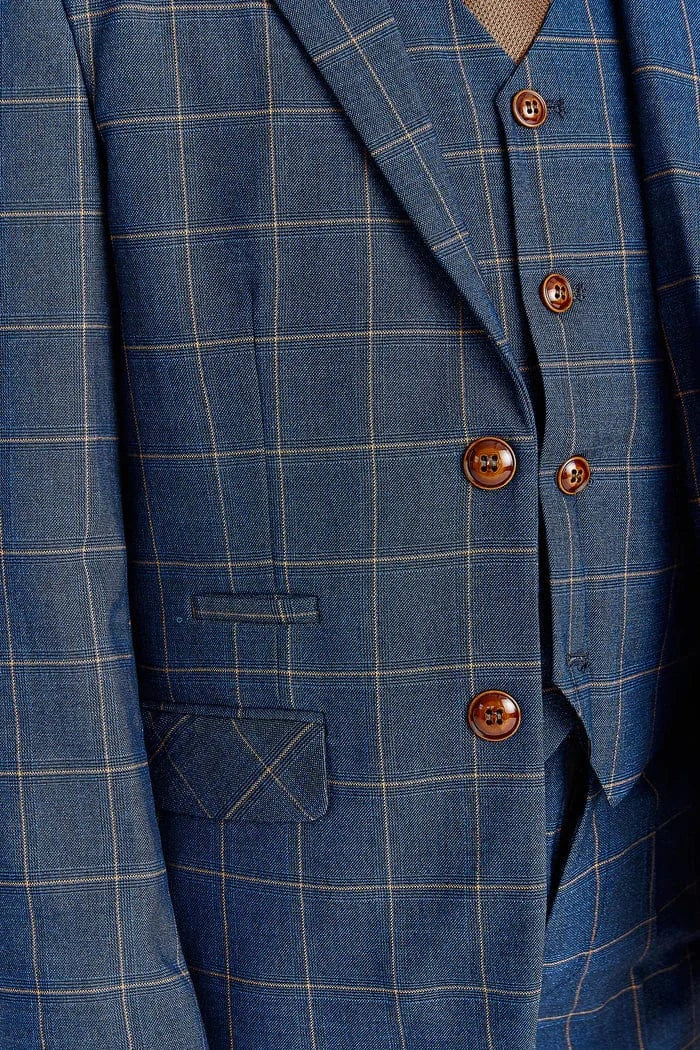 Paul Andrew Hamleys Navy Check Boys 3-Piece Suit
