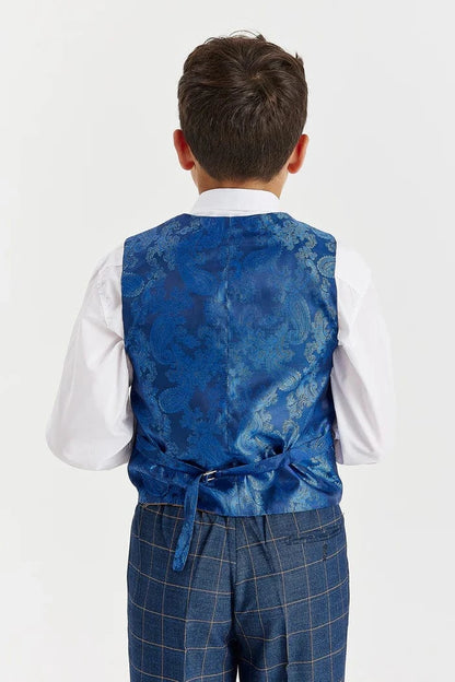 Paul Andrew Hamleys Navy Check Boys 3-Piece Suit