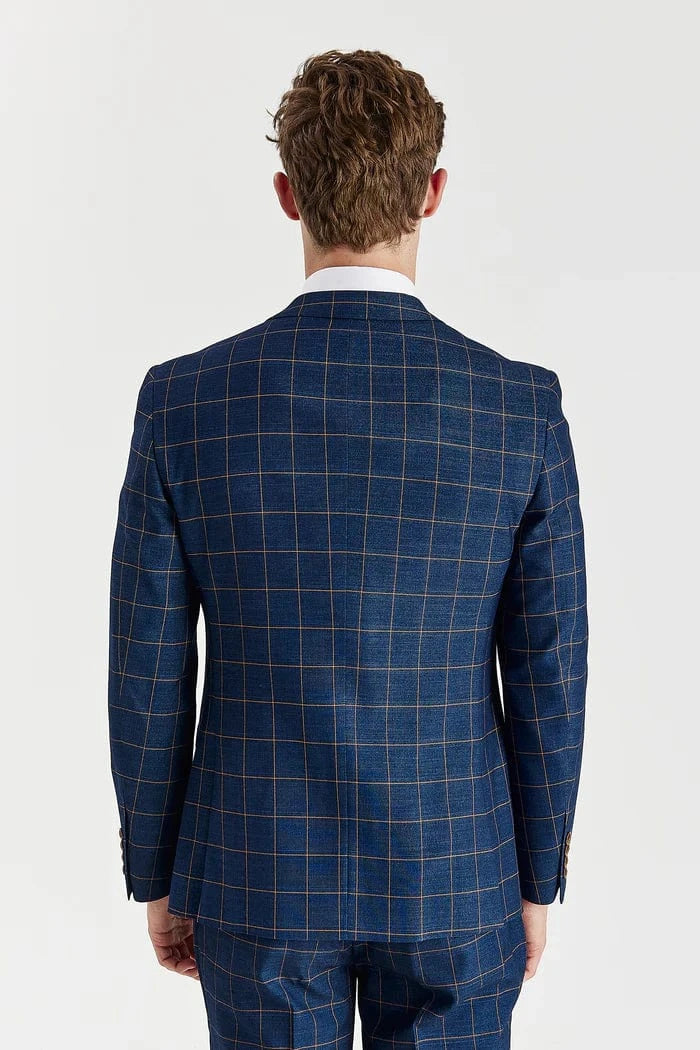 Paul Andrew Hamleys Navy Check 3-Piece Suit