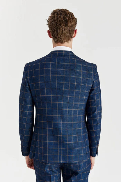 Paul Andrew Hamleys Navy Check 3-Piece Suit
