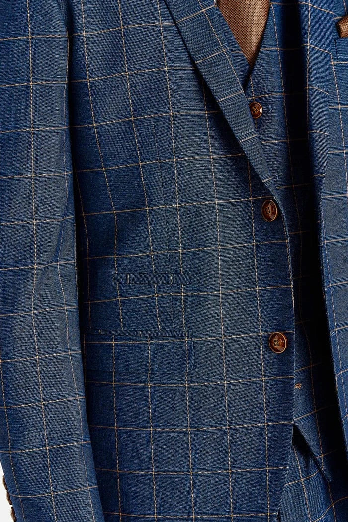 Paul Andrew Hamleys Navy Check 3-Piece Suit