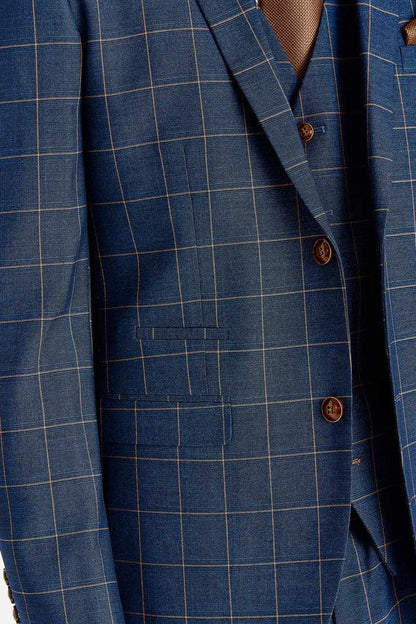 Paul Andrew Hamleys Navy Check 3-Piece Suit