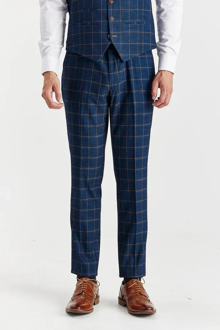 Paul Andrew Hamleys Navy Check 3-Piece Suit