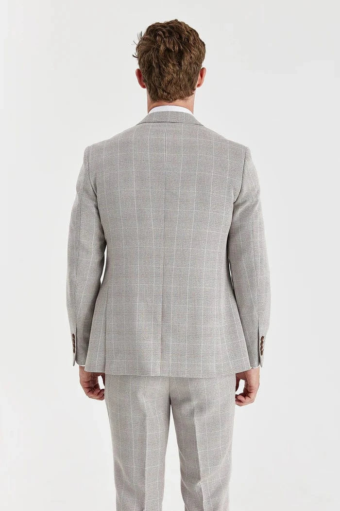 Paul Andrew Leo Beige Check 3-Piece Suit