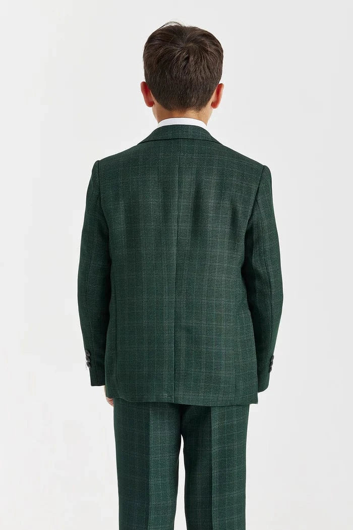 Paul Andrew Leo Green check tweed suit on a white background