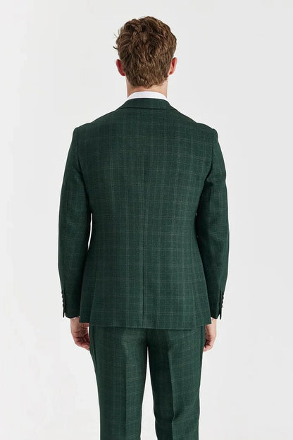 Green checkered suit on a white background