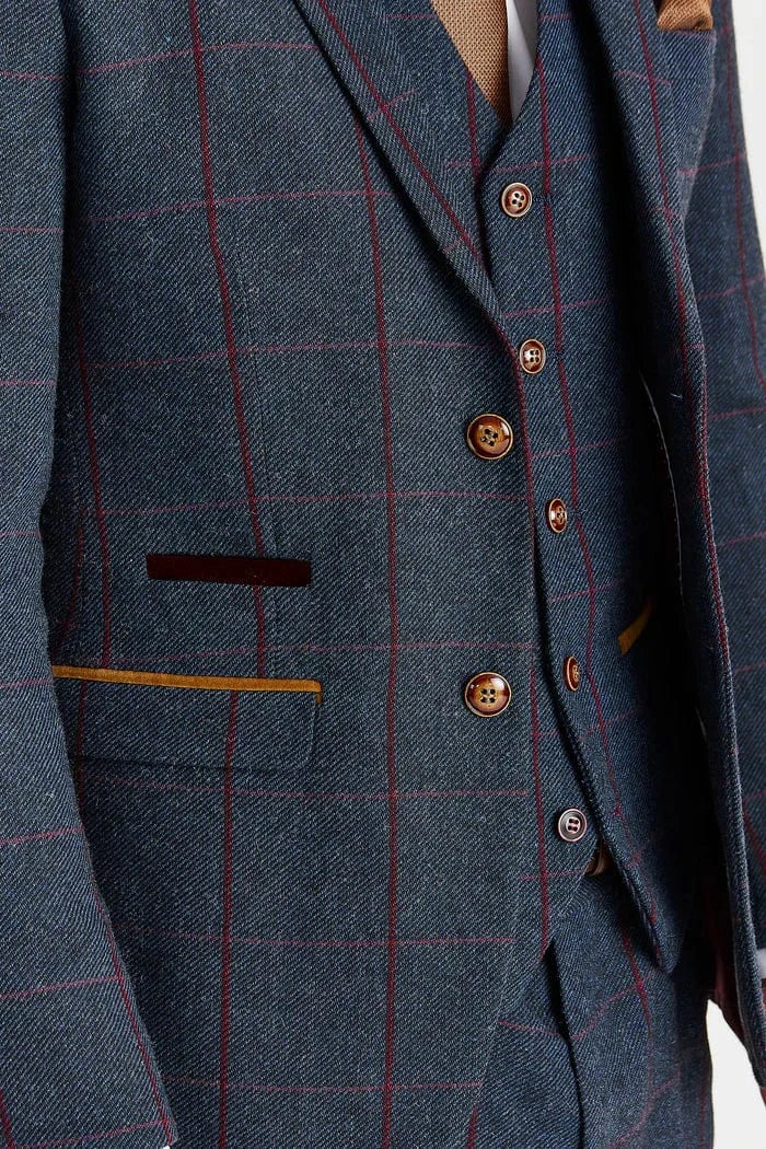 Paul Andrew Madrid Navy Tweed 3-Piece Suit