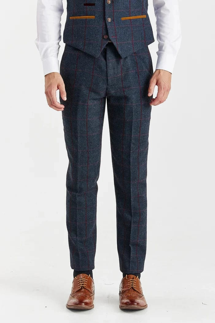 Paul Andrew Madrid Navy Tweed 3-Piece Suit
