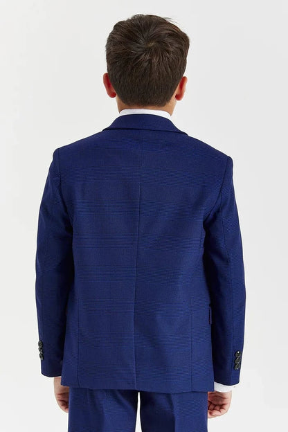 Paul Andrew Mark Blue Check Boys 3-Piece Suit