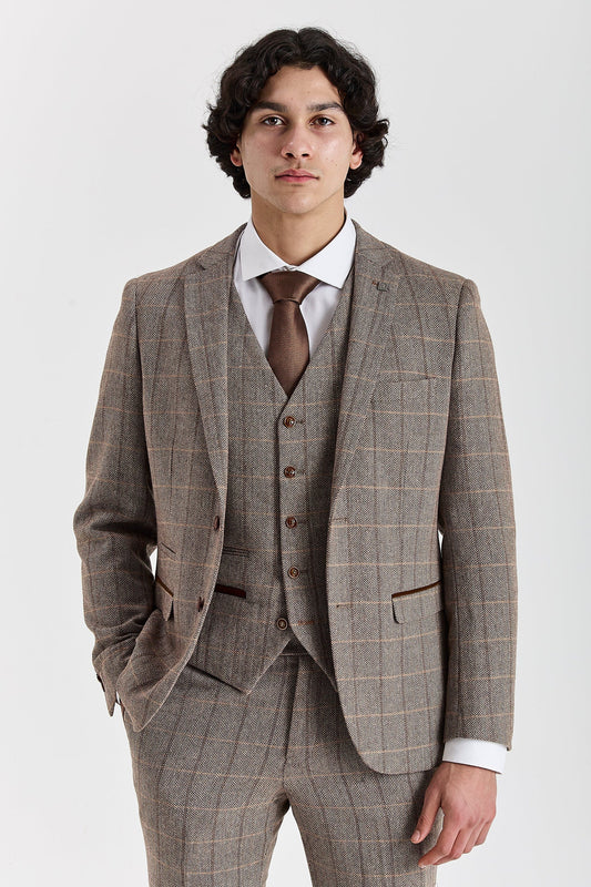 Paul Andrew Harris Brown Tweed Three Piece Suit