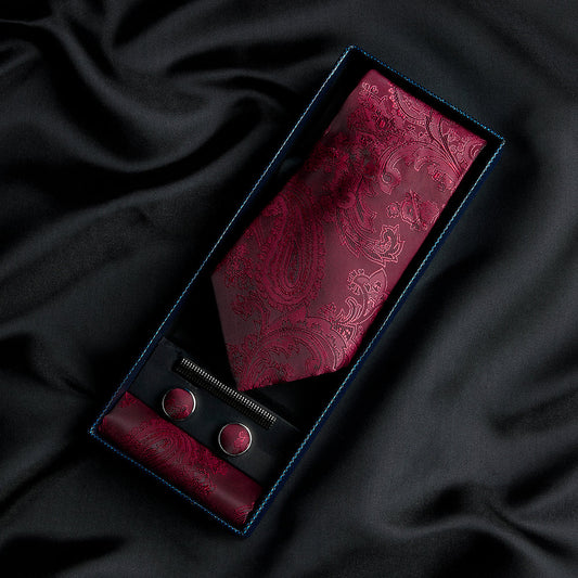 Paul Andrew Red Paisley Tie Set