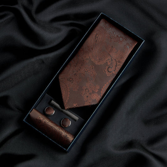 Paul Andrew Dark Brown Paisley Tie Set