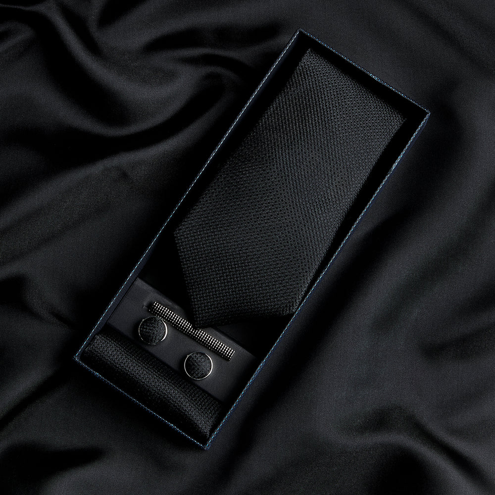 Paul Andrew Black Textured Tie Set