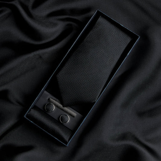 Paul Andrew Black Textured Tie Set