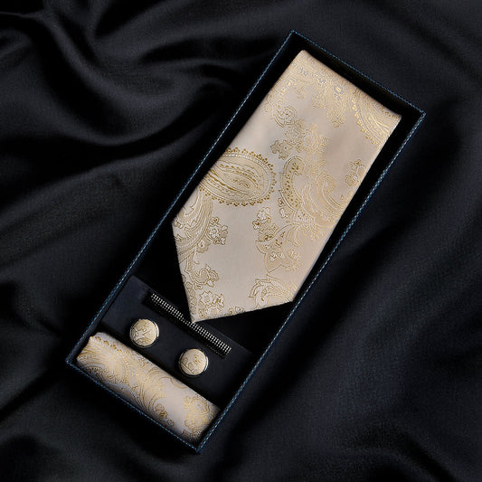 Paul Andrew Cream Paisley Tie Set