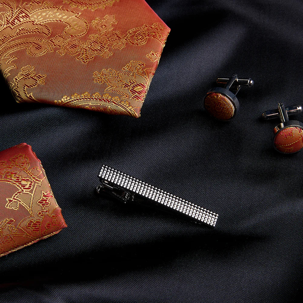 Paul Andrew Orange Paisley Tie Set