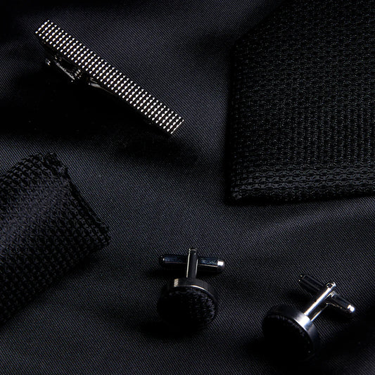 Paul Andrew Black Textured Tie Set