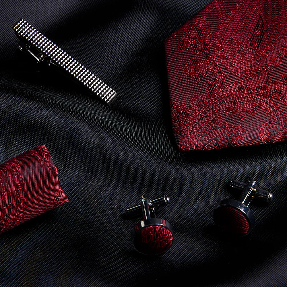 Paul Andrew Red Paisley Tie Set