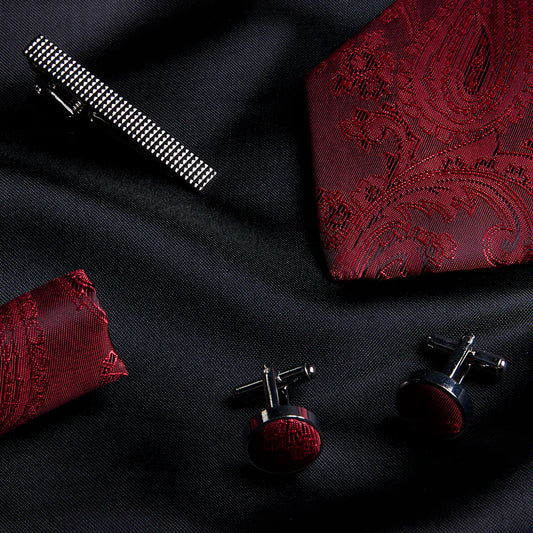 Paul Andrew Red Paisley Tie Set