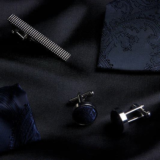 Paul Andrew Navy Paisley Tie Set