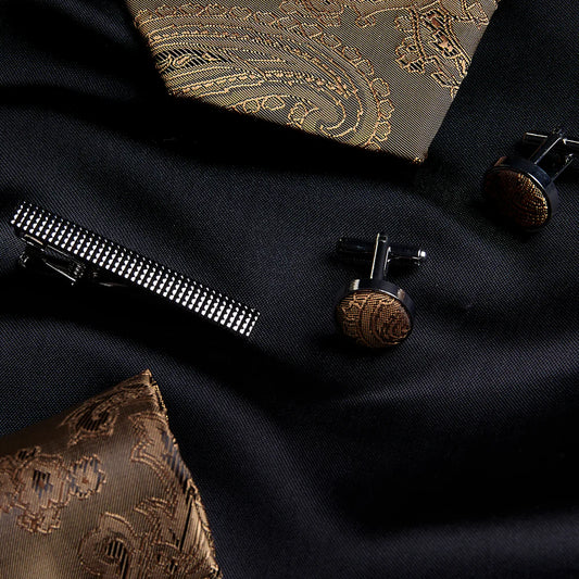 Paul Andrew Brown/Gold Paisley Tie Set