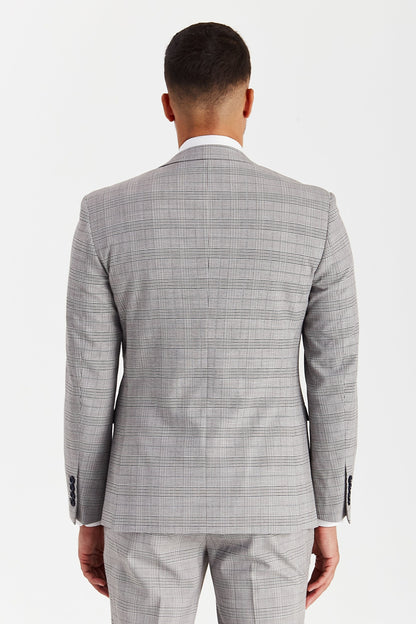 Rear view of the Paul Andrew Hugo Grey Checked Suit showing the tailored silhouette