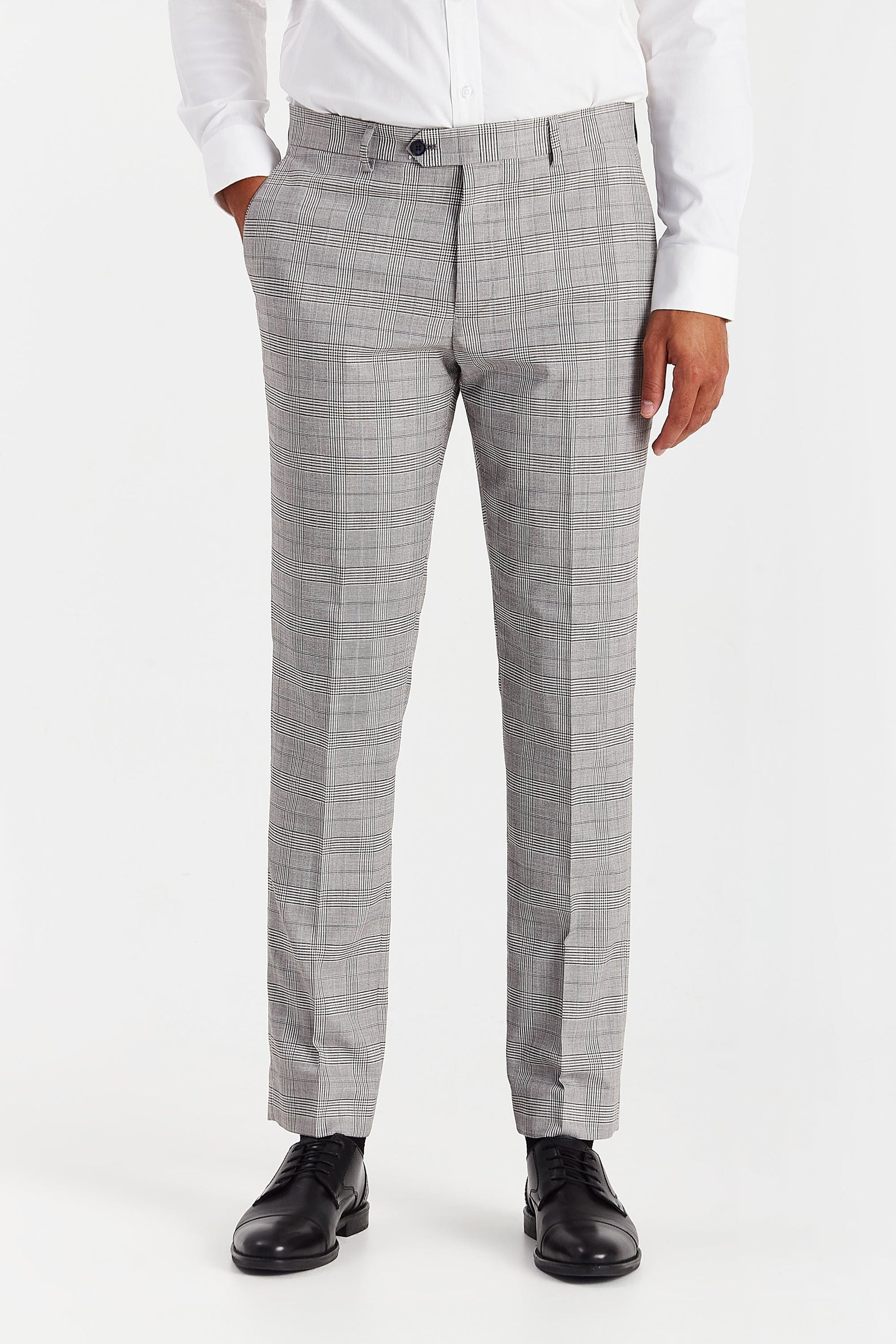 Paul Andrew Hugo Grey Suit trousers front facing view