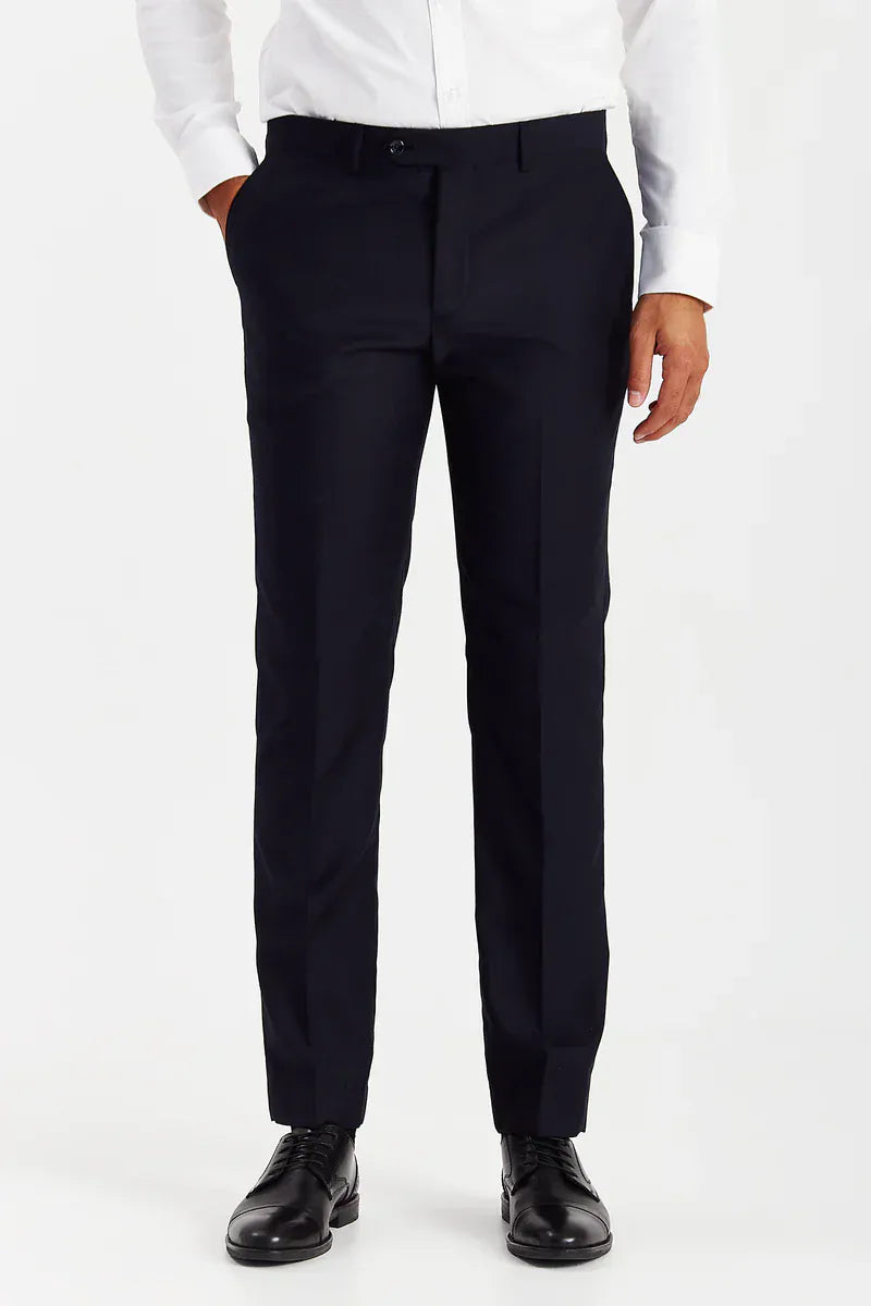 Front-facing view of the Paul Andrew Parker Navy Suit trousers showing tailored fit