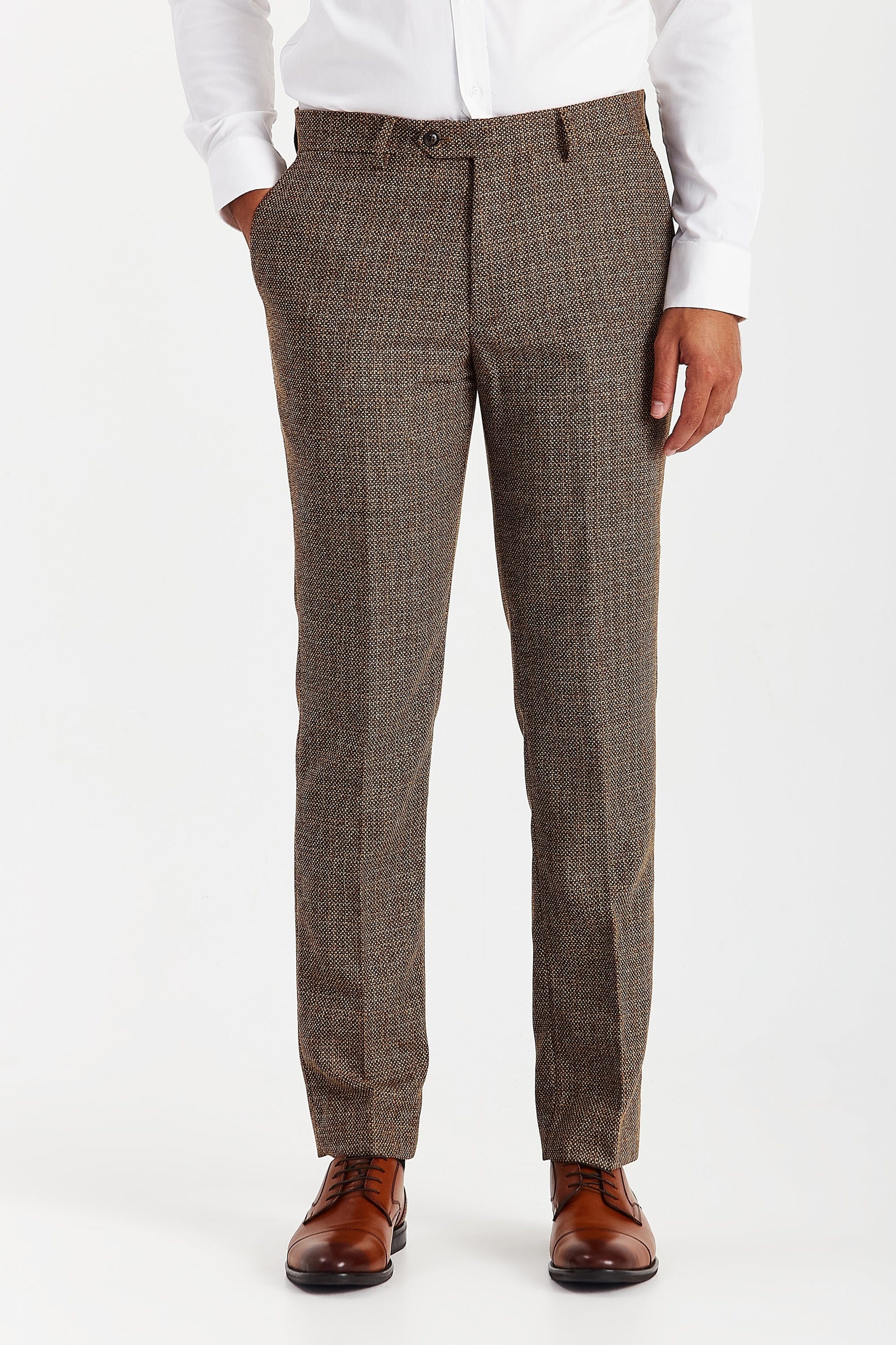 Paul Andrew Ralph Brown Tweed Suit trousers front facing view