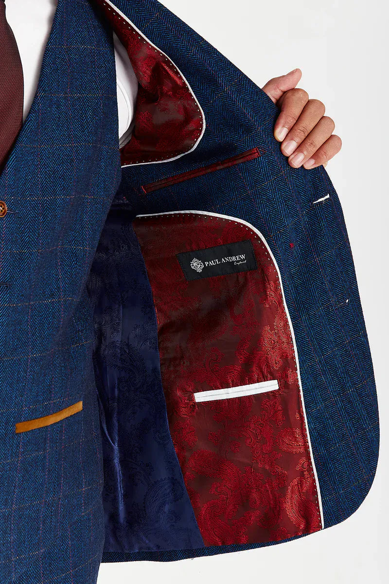 Paul Andrew Scott Navy Tweed Three Piece Suit