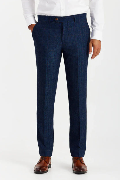 Front-facing view of the Paul Andrew Scott Navy Tweed Suit trousers showing tailored fit.