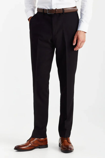 Front-facing view of the Paul Andrew Mayfair Black Suit trousers showing tailored fit.