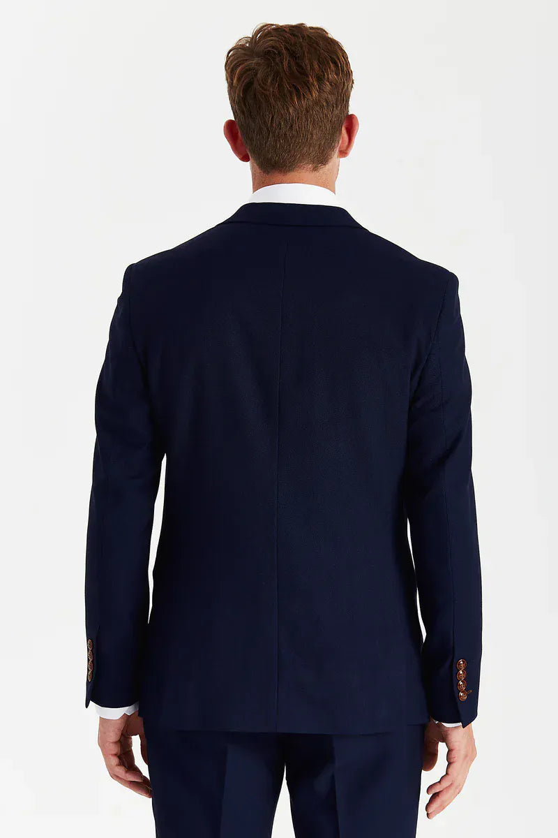Rear view of the Paul Andrew Mayfair Navy Three Piece Suit