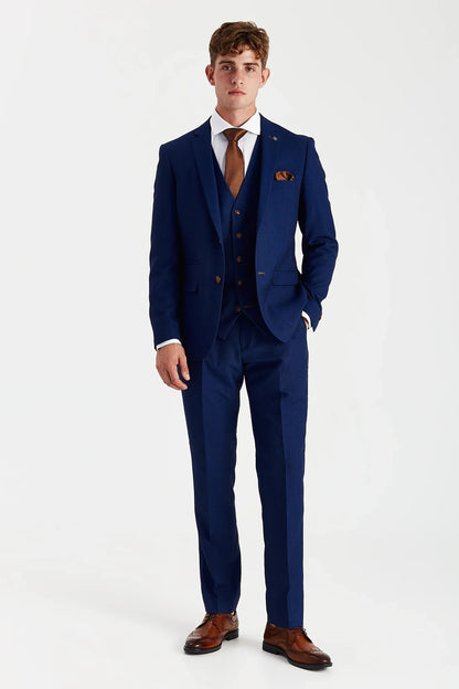 Paul Andrew Mayfair Blue 3-piece men’s suit front view – wedding suit from Menz Suits Stockport